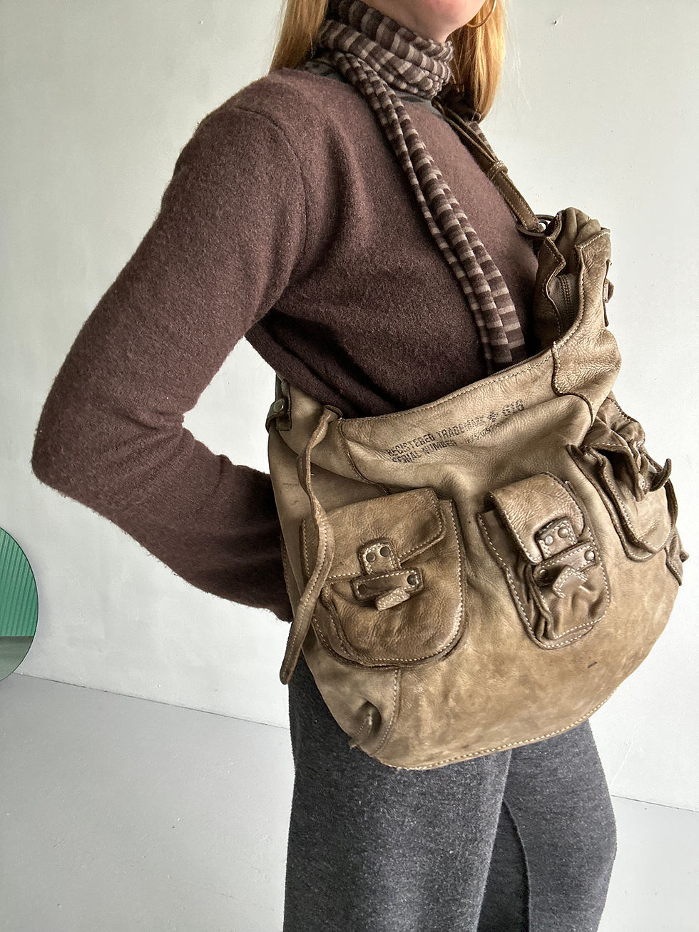 Thumbnail: ikks washed leather sling bag