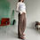 Thumbnail: low waist baggy linen trousers brown