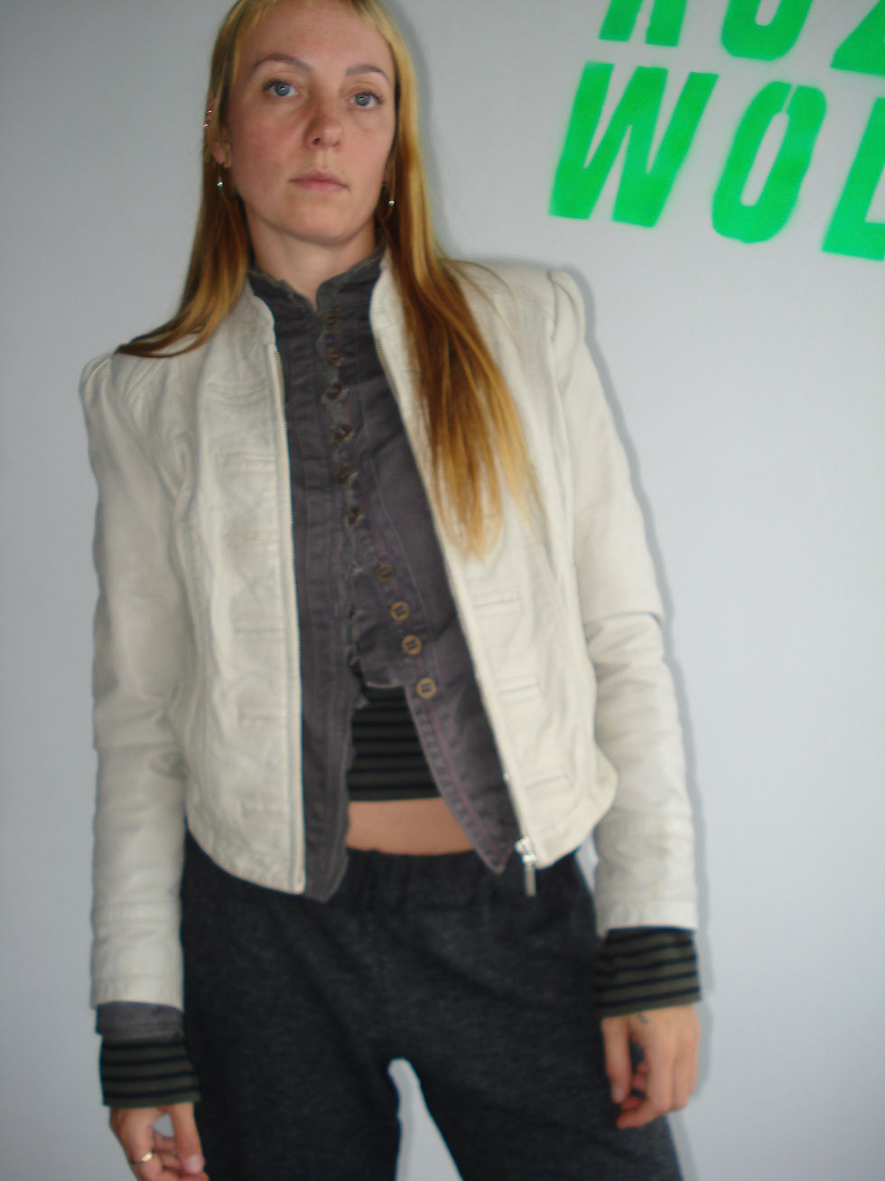 Thumbnail: washed leather jacket beige