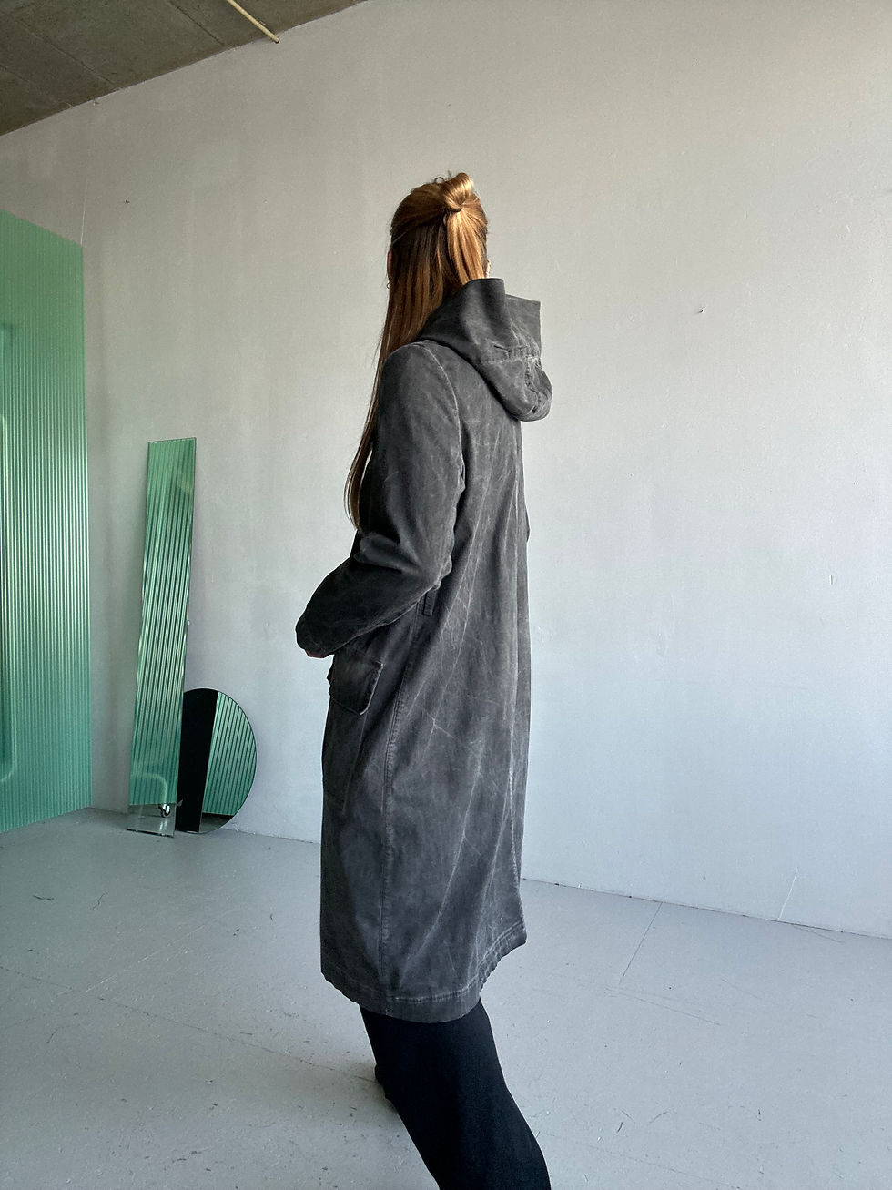 Thumbnail: sarah pacini hooded washed canvas coat