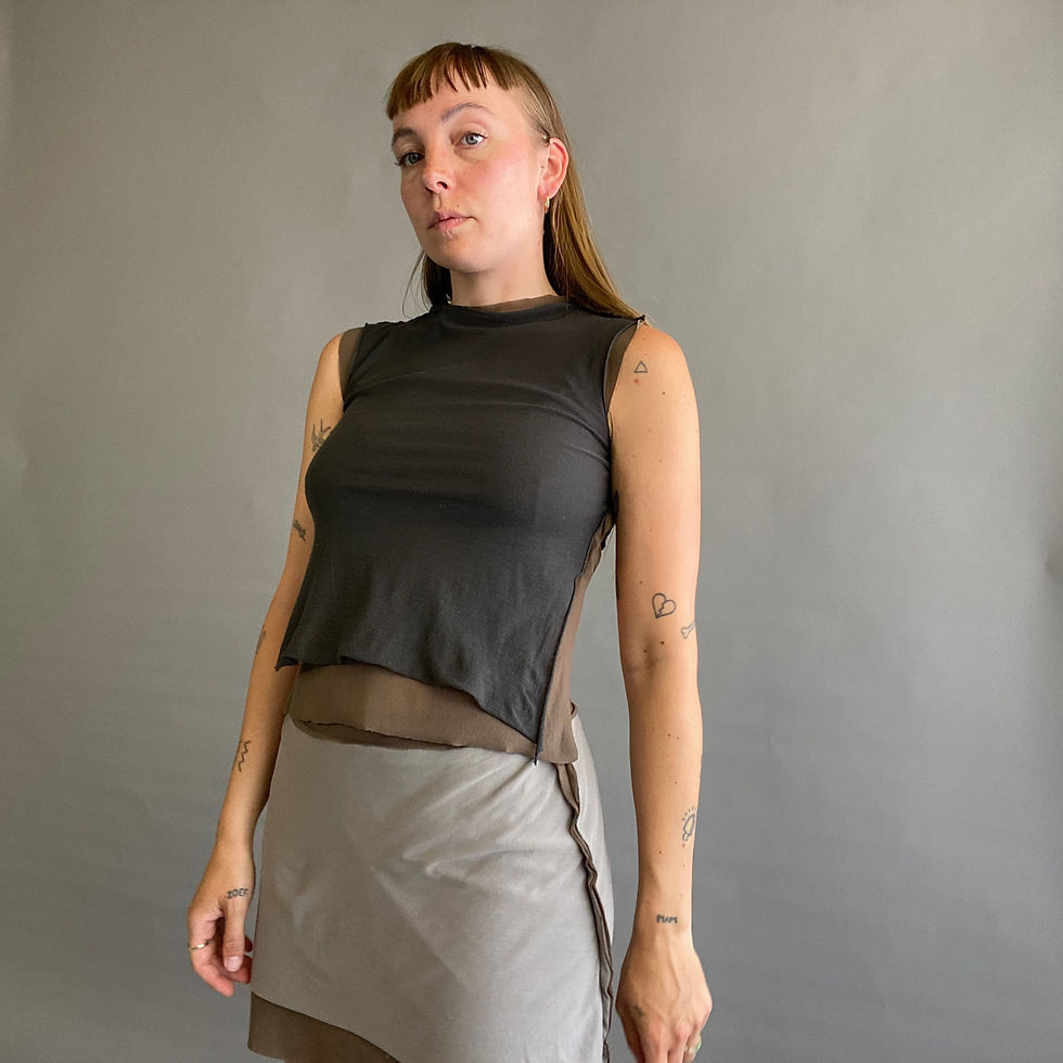 Thumbnail: rozewolk distressed layered top black / brown 