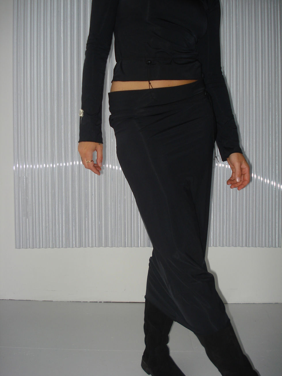 Thumbnail: rozewolk lycra drawstring skirt black