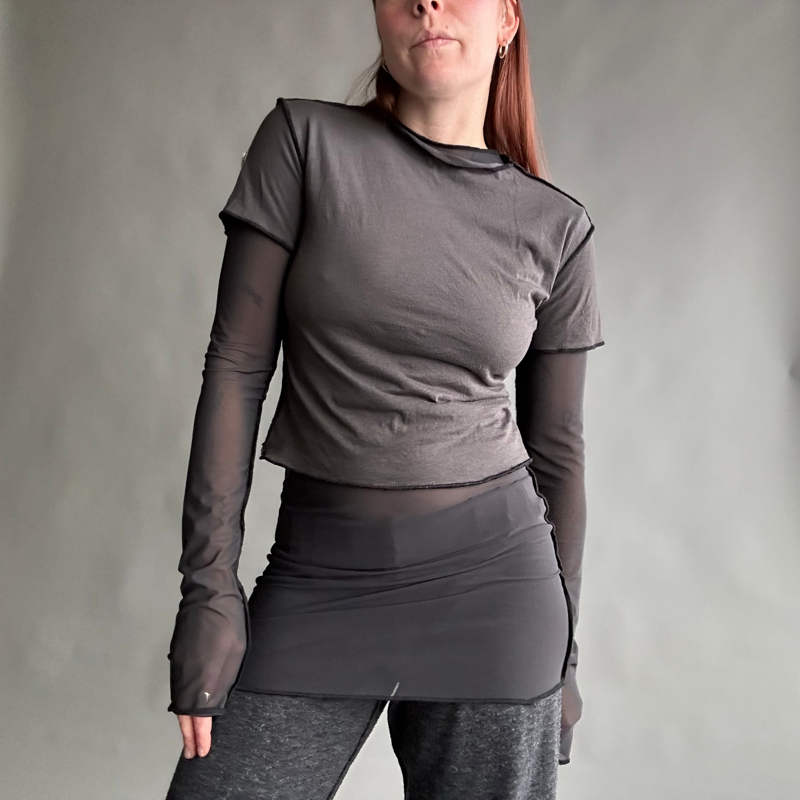 rozewolk set meshdress / tee black