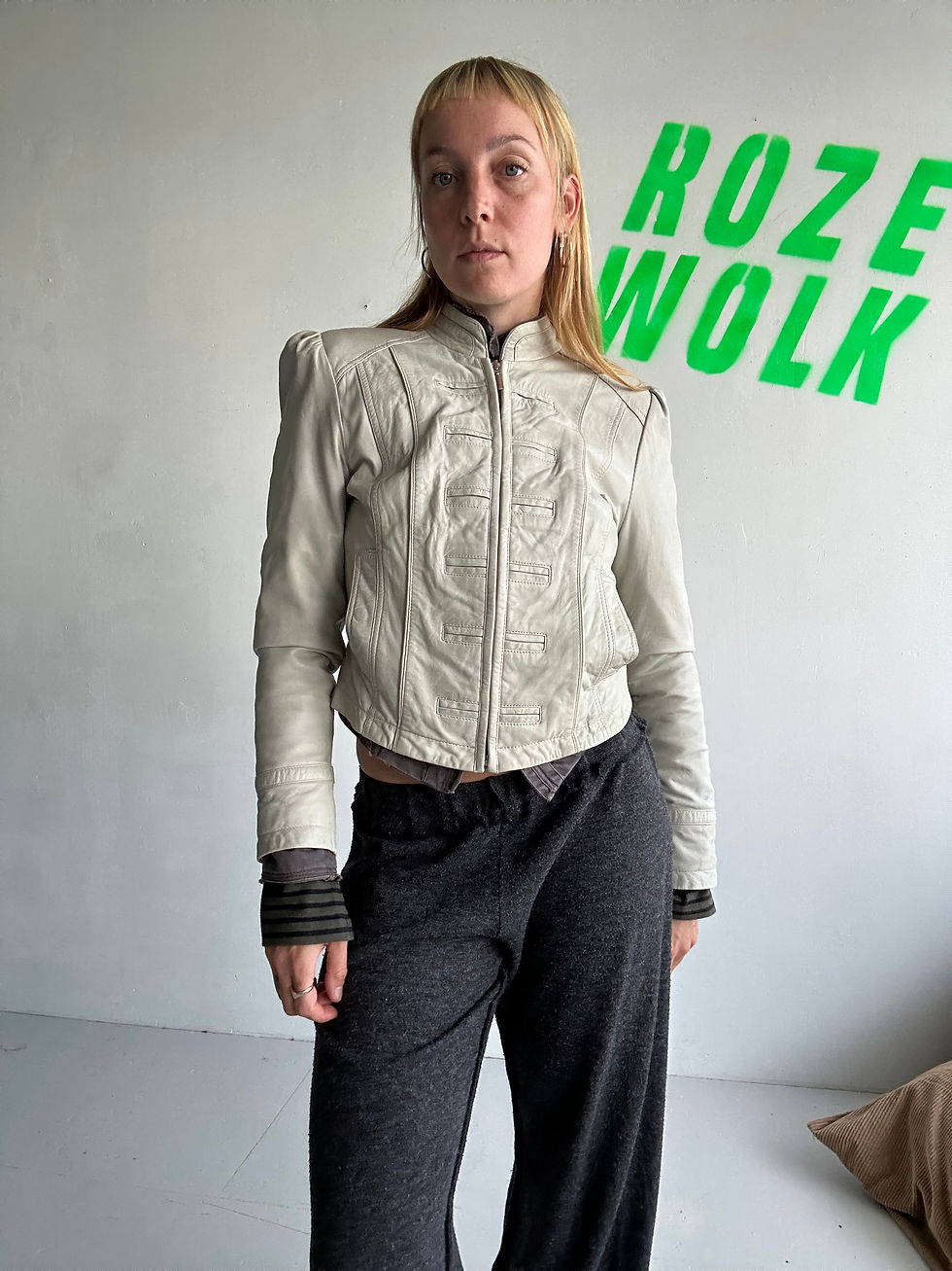 Thumbnail: washed leather jacket beige