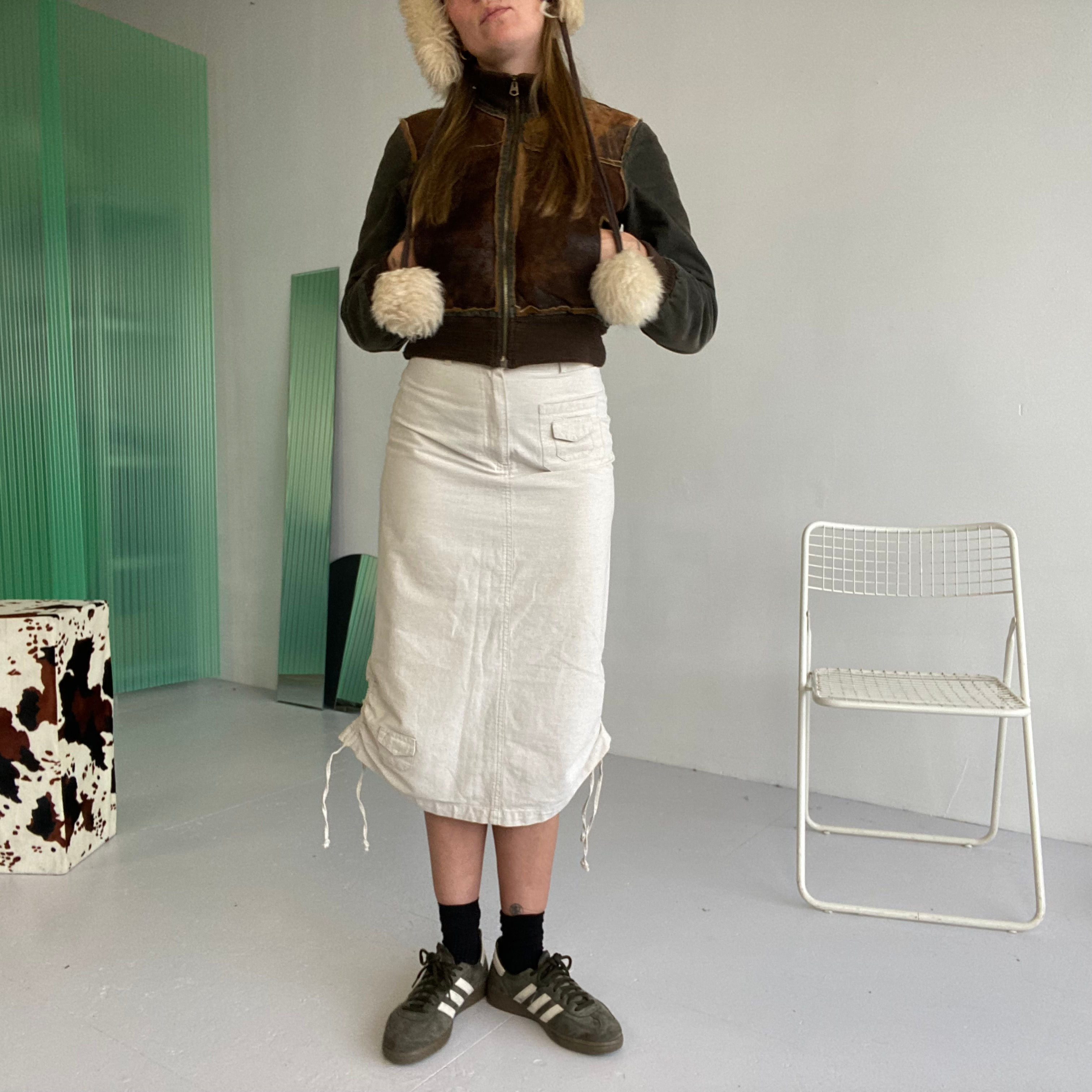 linen cargo drawstring skirt 