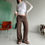 Thumbnail: low waist baggy linen trousers brown