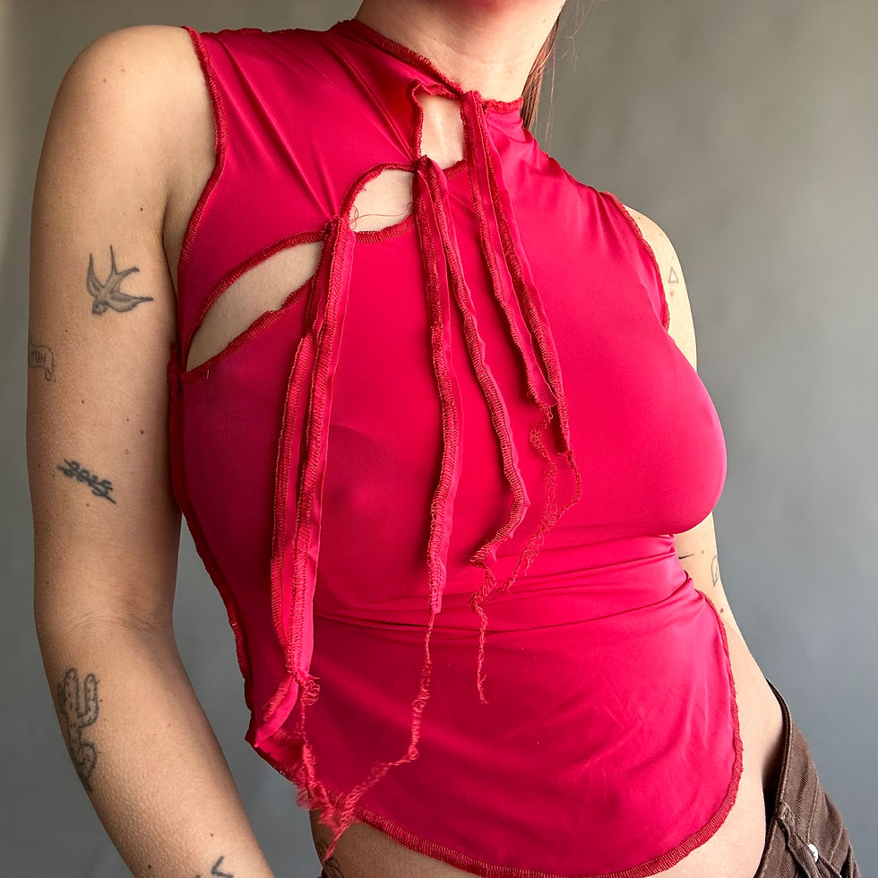 Thumbnail: rozewolk fitted drawstring tanktop red