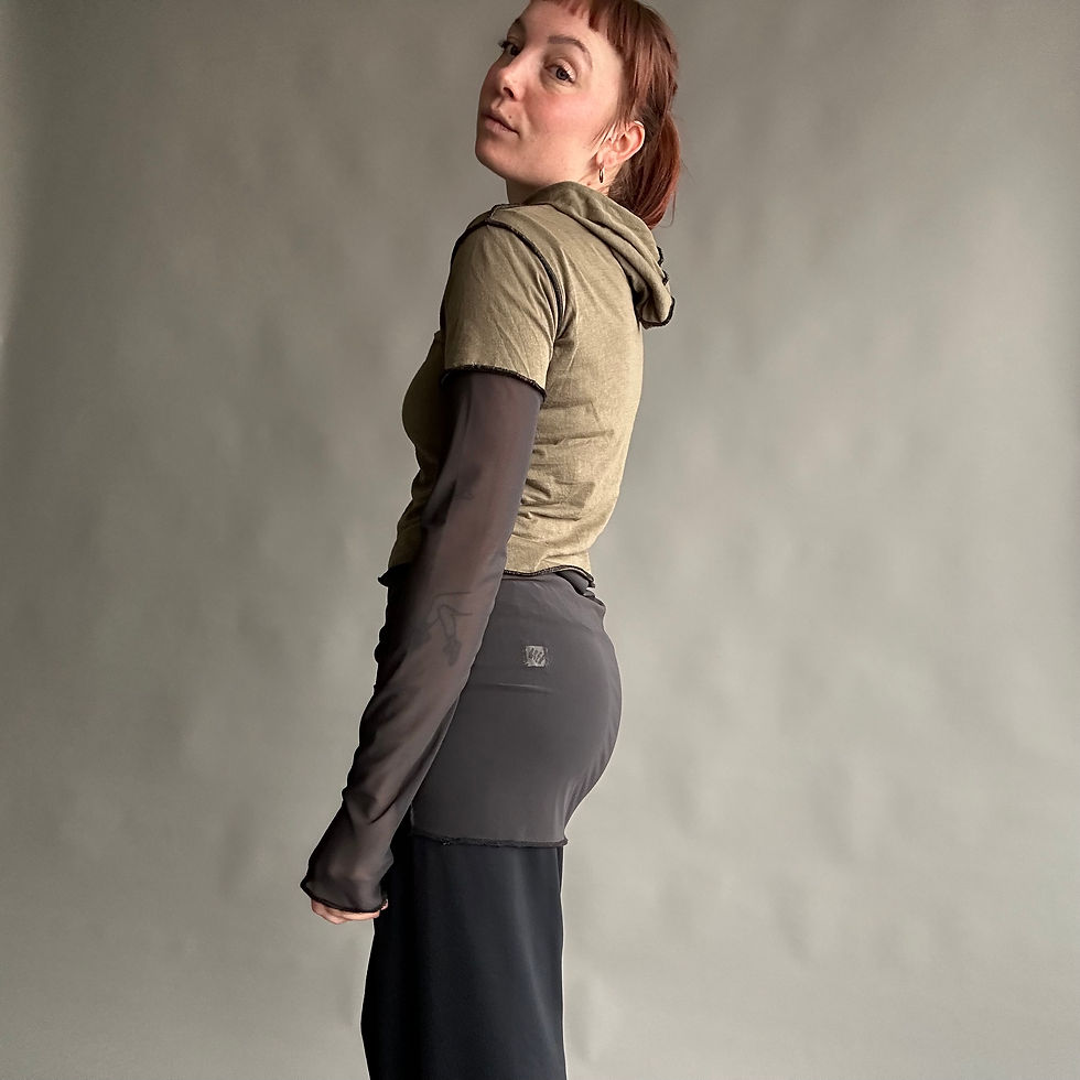 Thumbnail: rozewolk set meshdress / hooded tee kaki
