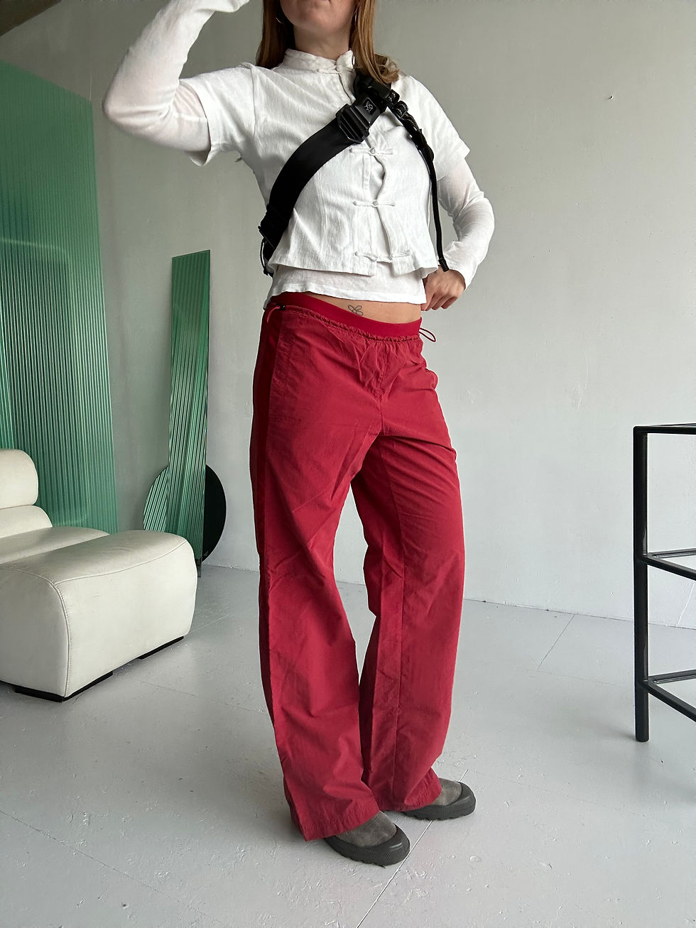 Thumbnail: low waist mex x parachute trousers red