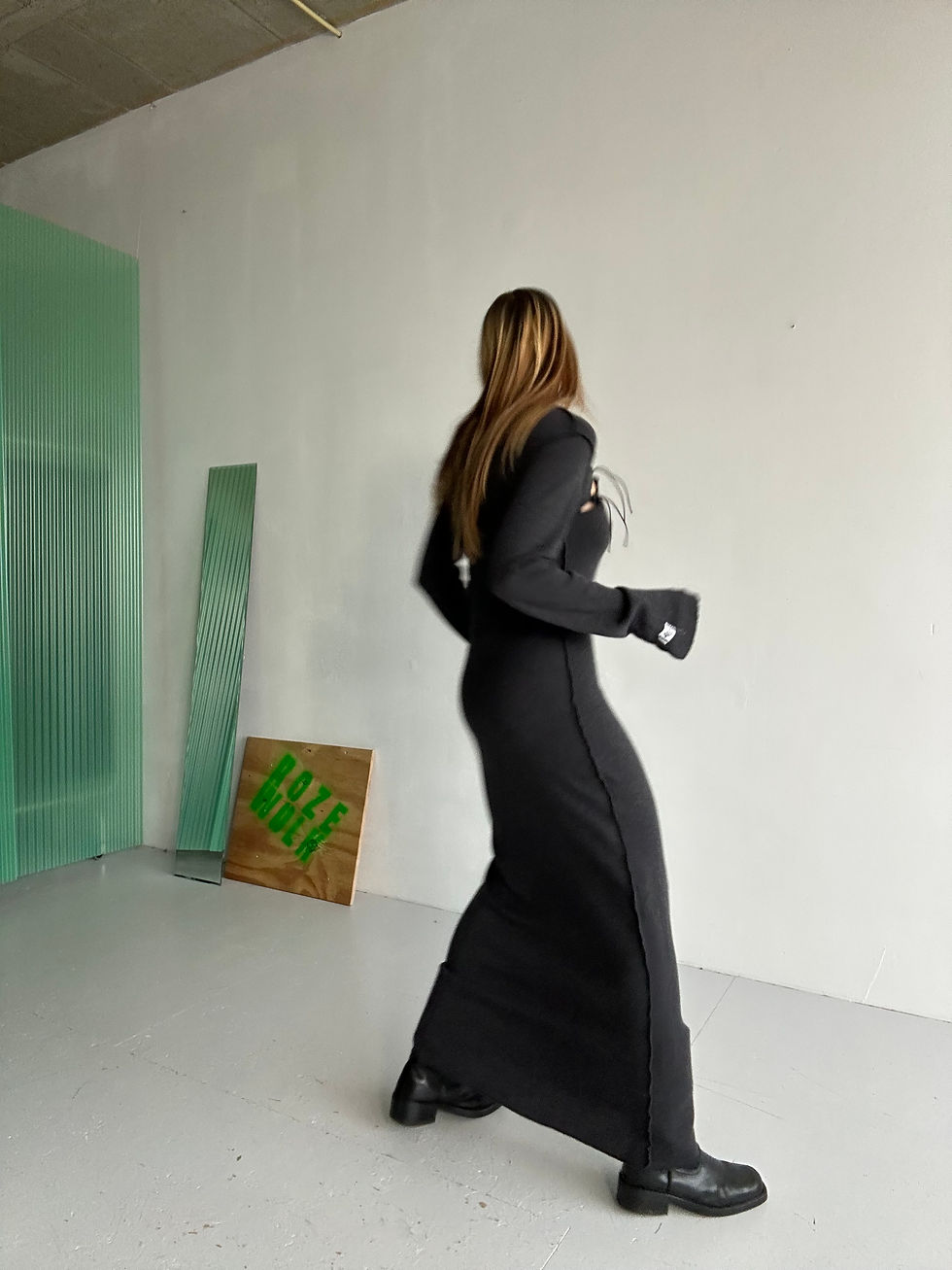 Thumbnail: rozewolk asymmetric woolblend maxi dress