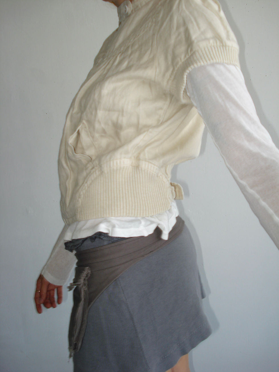 Thumbnail: cotton zip up top beige