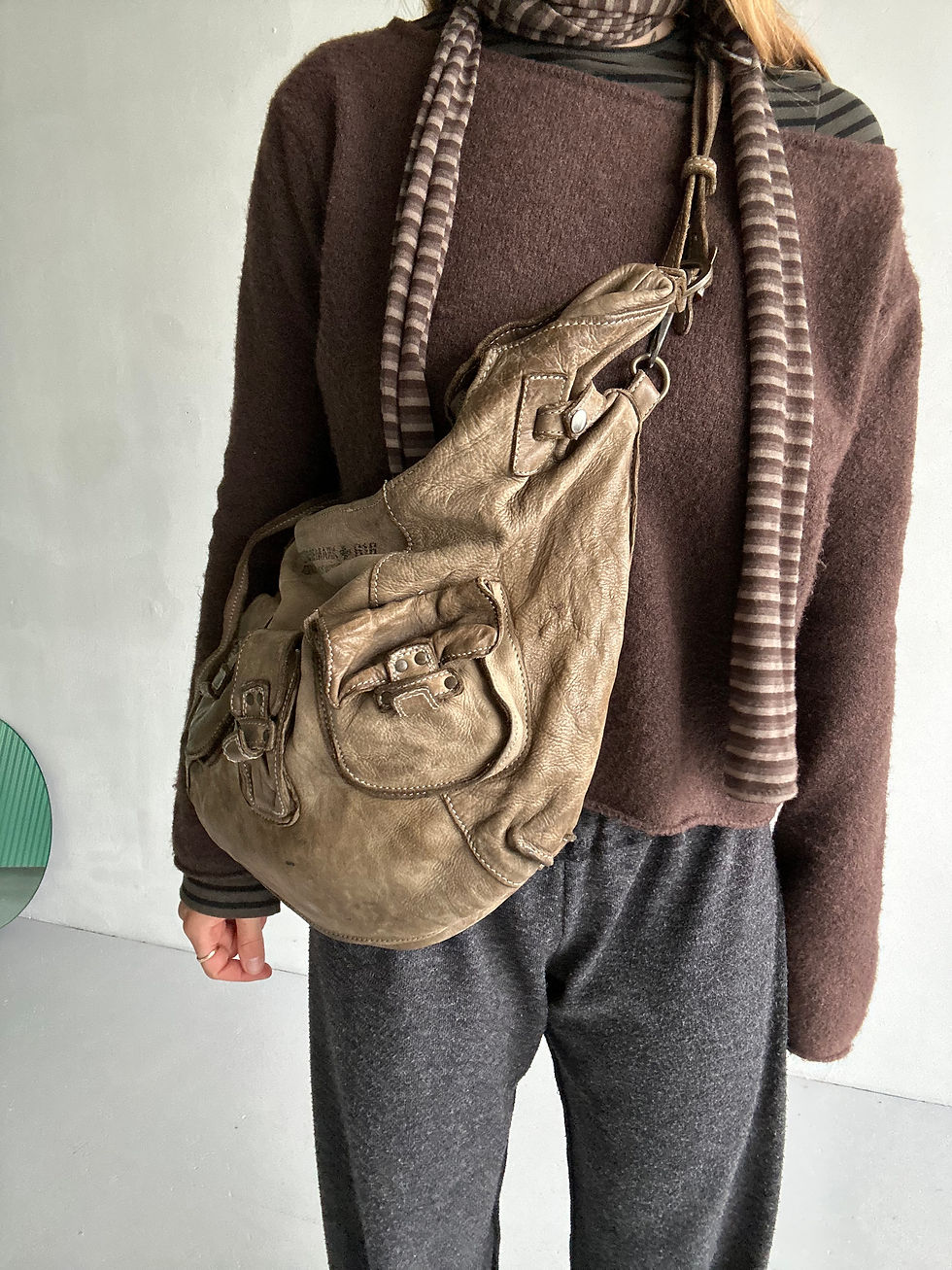 Thumbnail: ikks washed leather sling bag