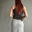 Thumbnail: rozewolk sheer one shoulder top grey
