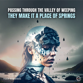 When they walk through the Valley of Weeping, it will become a place of refreshing springs.
â€â€Psalms‬ â€84‬:â€6‬ â€NLT‬‬