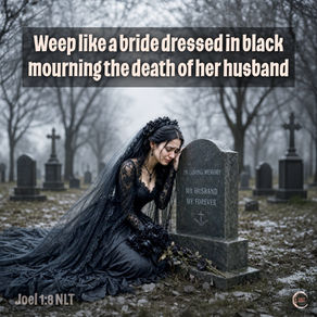 Weep like a bride dressed in black, mourning the death of her husband.
Joel 1:8 NLT