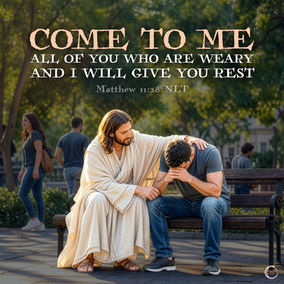 Then Jesus said, Come to me, all of you who are weary and carry heavy burdens, and I will give you rest.
‭‭Matthew‬ ‭11‬:‭28‬ ‭NLT‬‬