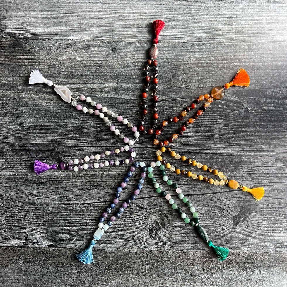 Thumbnail: Root Chakra Meditation Wrist Mala - Red Jasper, Hematite, Smoky Quartz