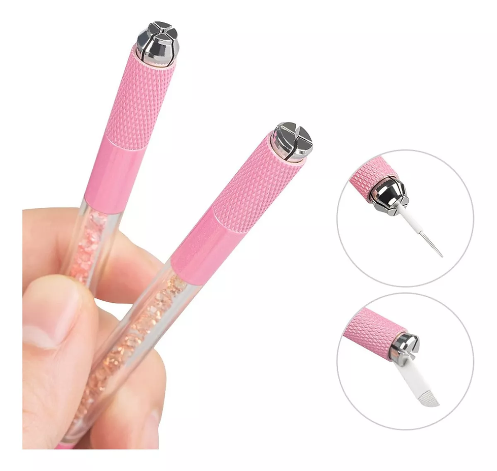 Miniatura: Pluma De Tatuaje Manual De Acrilico Doble Cristal Rosa