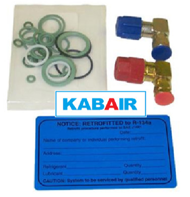 90 R134 Retrofit Adapters with O-Rings and Retrofit Label