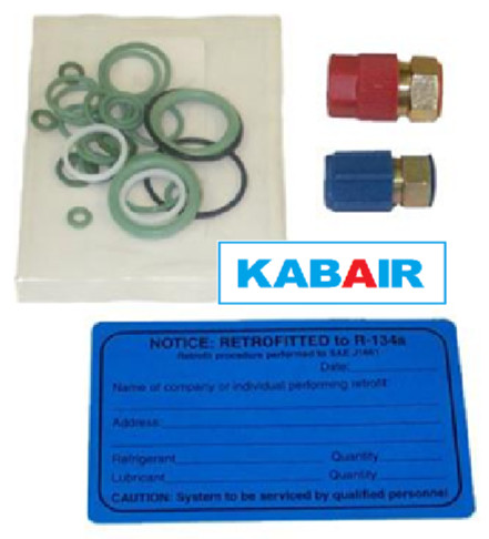 Straight R134 Retrofit Adapters with O-Rings and Retrofit Label