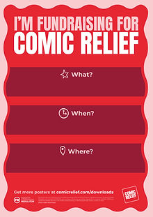 Red and pink fundraising poster.