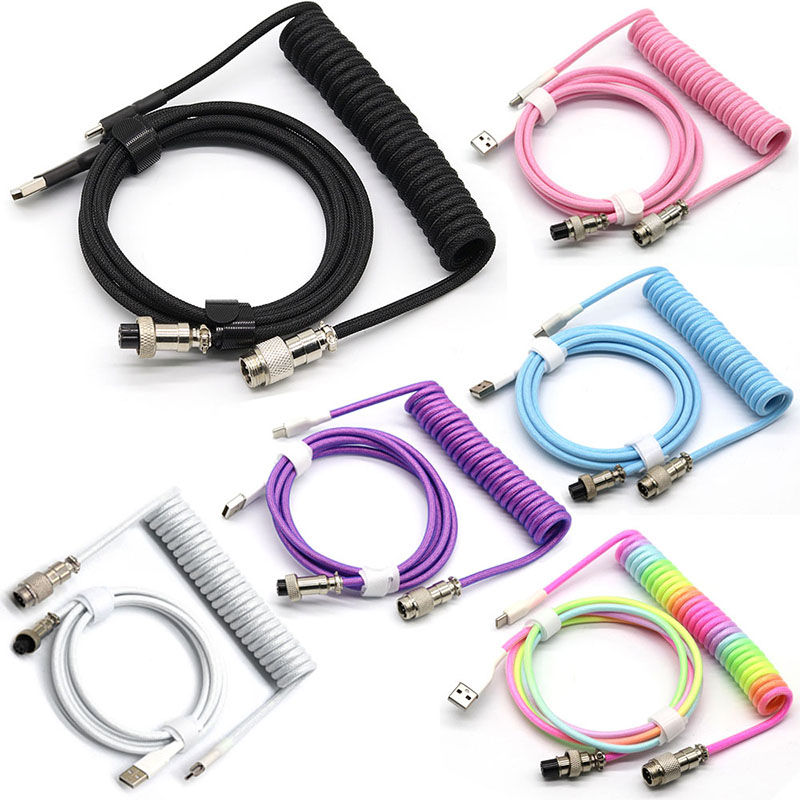 USB Type C Mechanical Keyboard Coiled Cable Hardware Linker Usb GX16 Aviation Me
