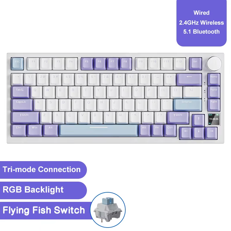 Thumbnail: AJAZZ AK820 Wired With Rotary Volume Buttons Hot-Swappable Keys For Office And H