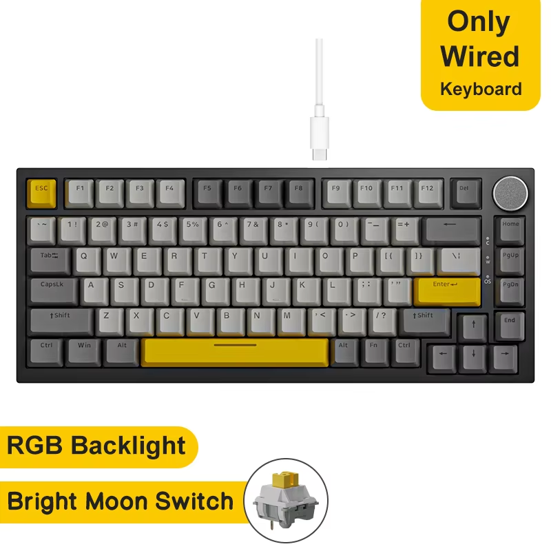 Thumbnail: AJAZZ AK820 Wired With Rotary Volume Buttons Hot-Swappable Keys For Office And H