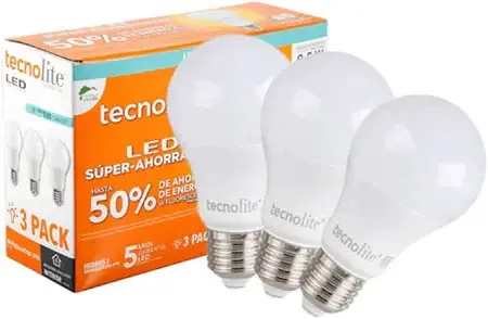 Miniatura: FOCO LED 8.5W, 100-240V, BASE E27, 6500°K, PAQ. 3 PZA, A19-LED/010/65, TECNOLITE