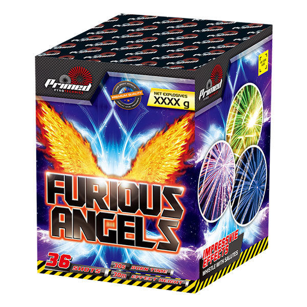 Primed Pyrotechnics- FURIOUS ANGELS 36 Shot Barrage Cake