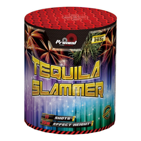Primed Pyrotechnics-TEQUILA SLAMMER  11 Shot FOUNTAIN w/ MINE