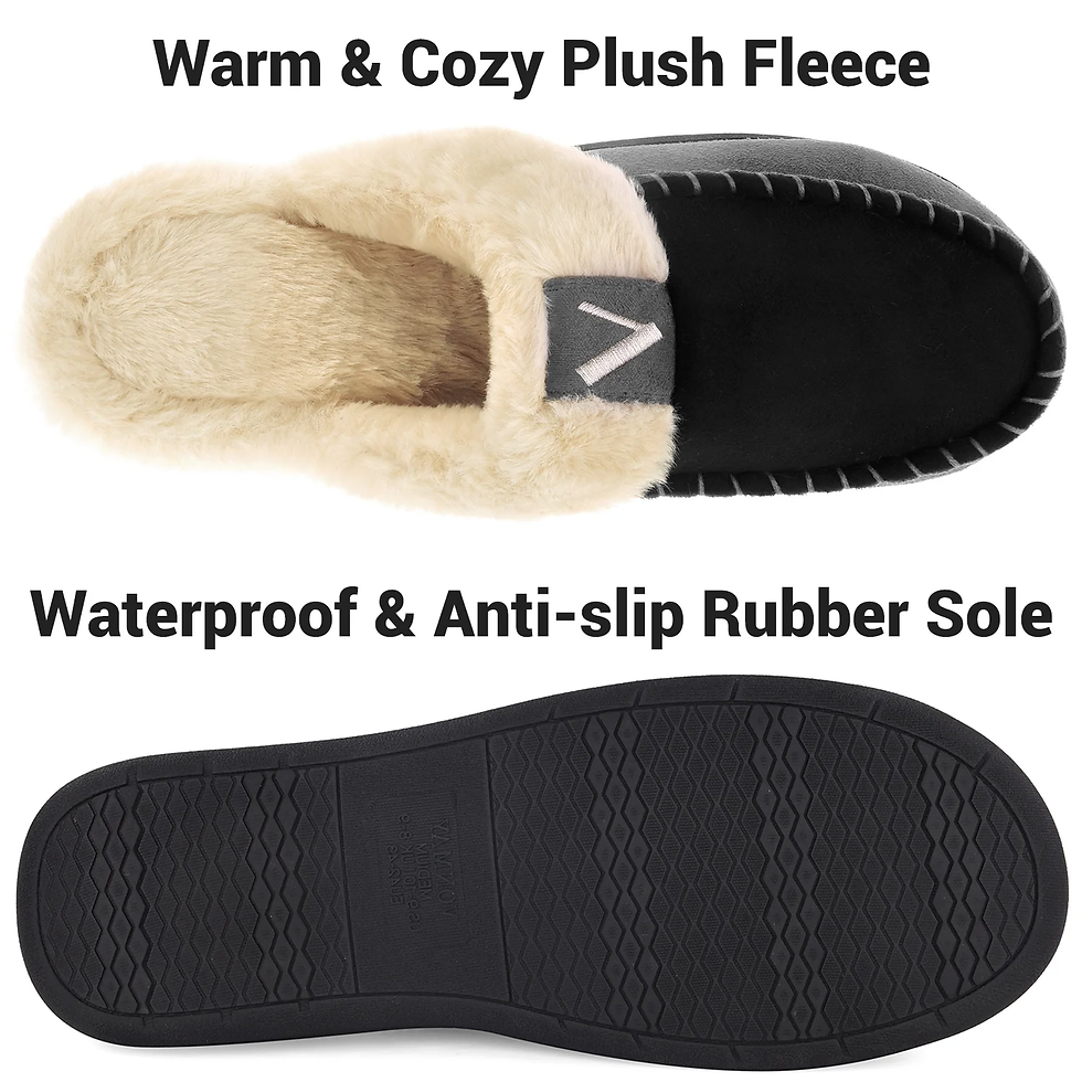 Thumbnail: Men's Memory Foam Moccasin Slippers for Indoor and Outdoor Use