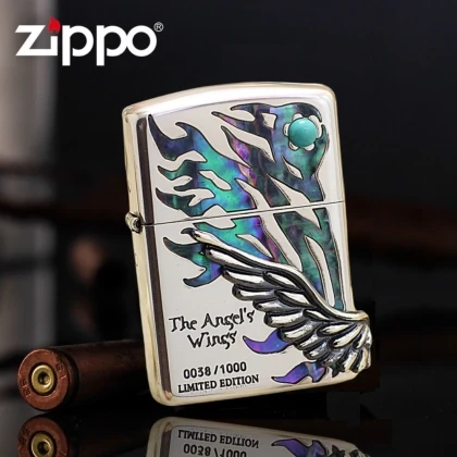 Japan Armor Silver Plated Shell Angel Wing PAW-120SSV Zippo Japan Armor Silver Plated Shell Angel Wing PAW-120SSV Zippo