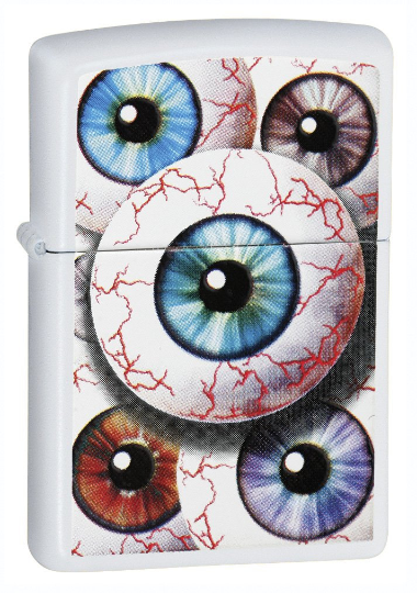 Cool Retired White Matte Eyeball Zippo Lighter