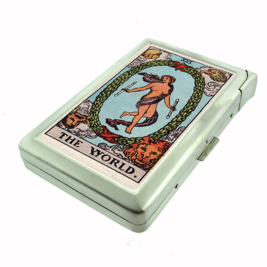 The World Tarot Card Cigarette Case With Built in Butane Lighter
