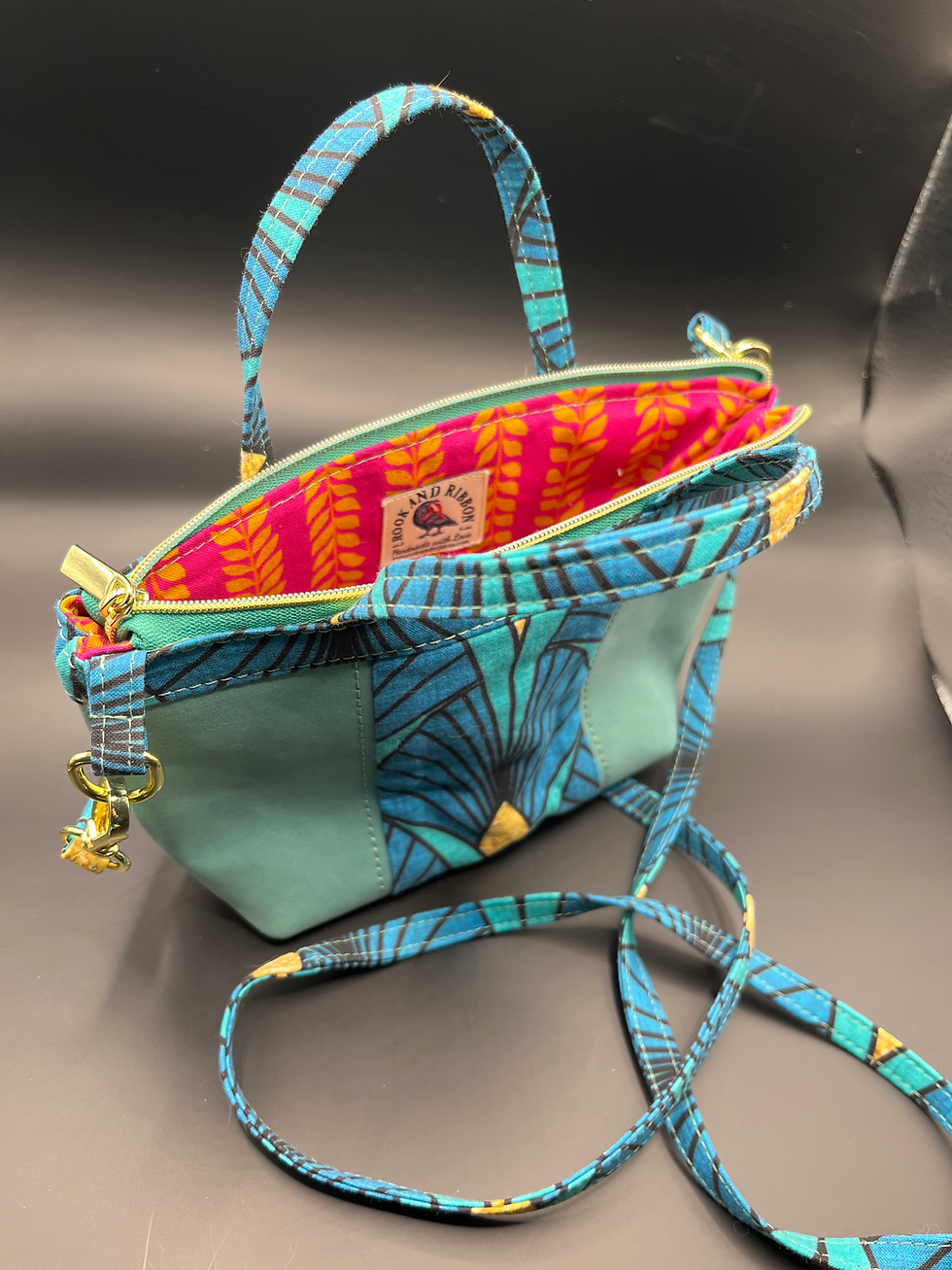 Thumbnail: Art Deco Lotus in Teal Mini Purse
