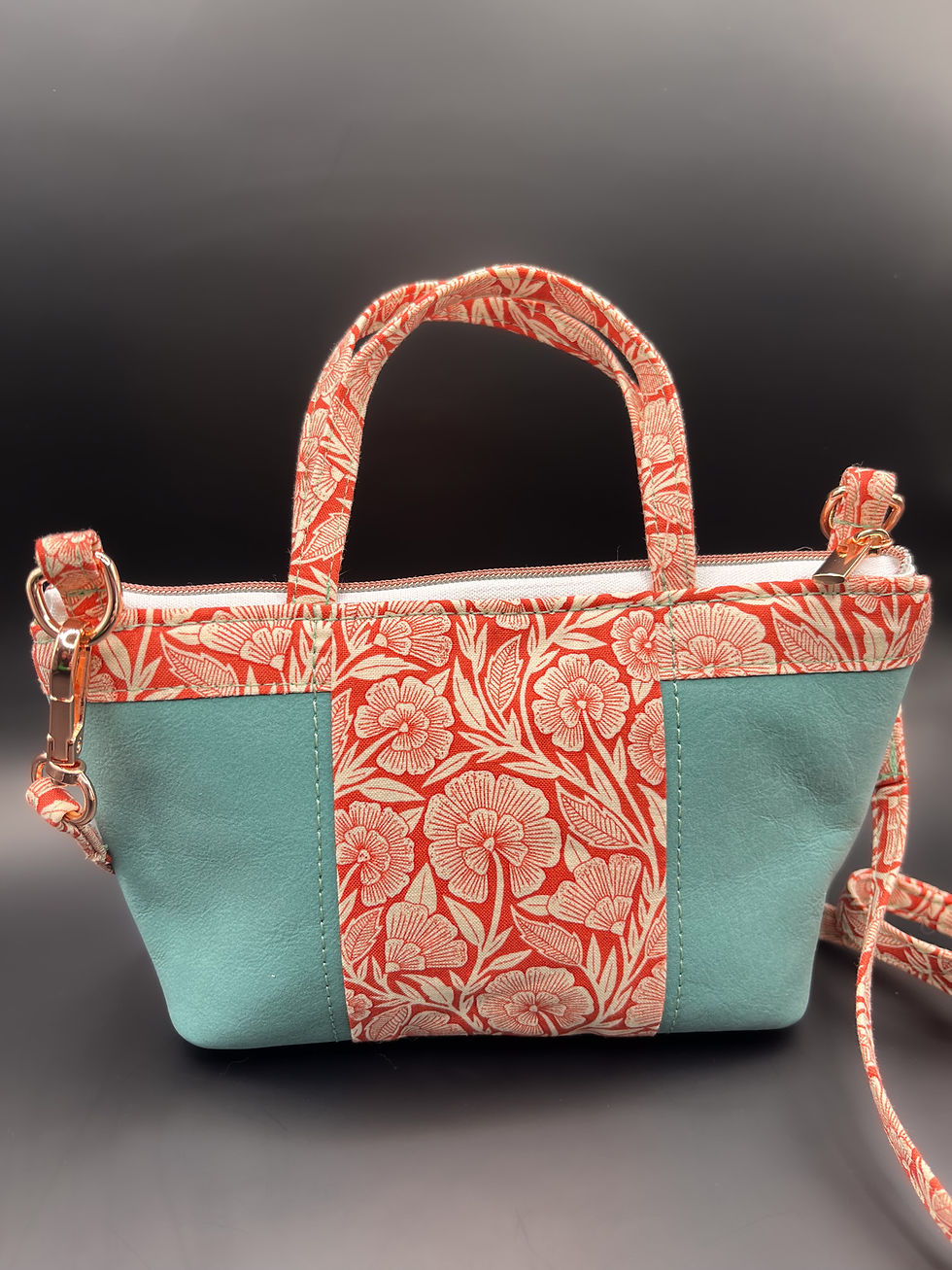 Thumbnail: Blossoms in Teal Mini Purse