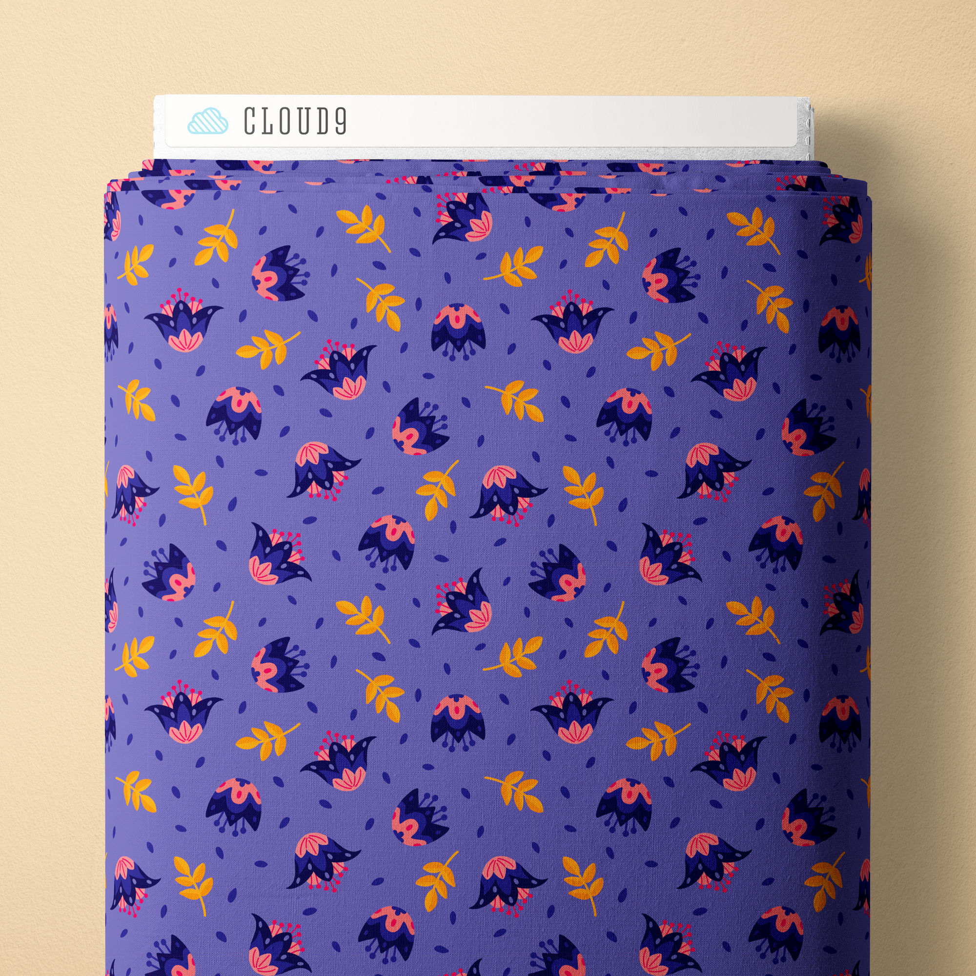 Blooming Garden - Flower Dance - Blue - Certified Organic Cotton - Cl