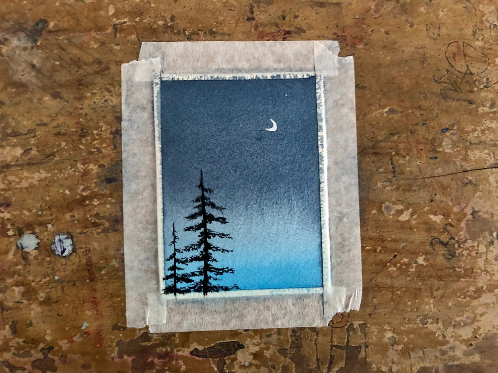 After adding trees and moon