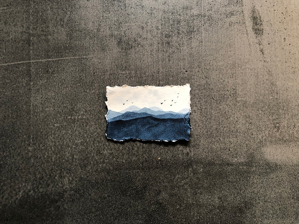 A monochrome watercolor landscape painting for day 19