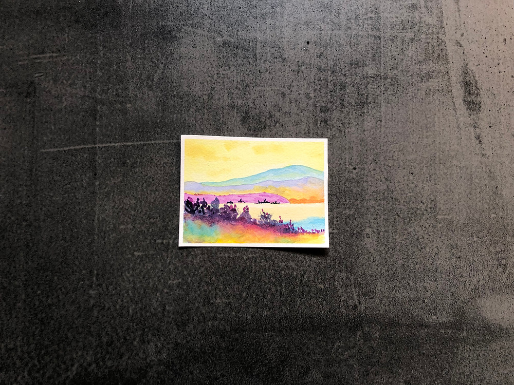 Watercolor landscape painting