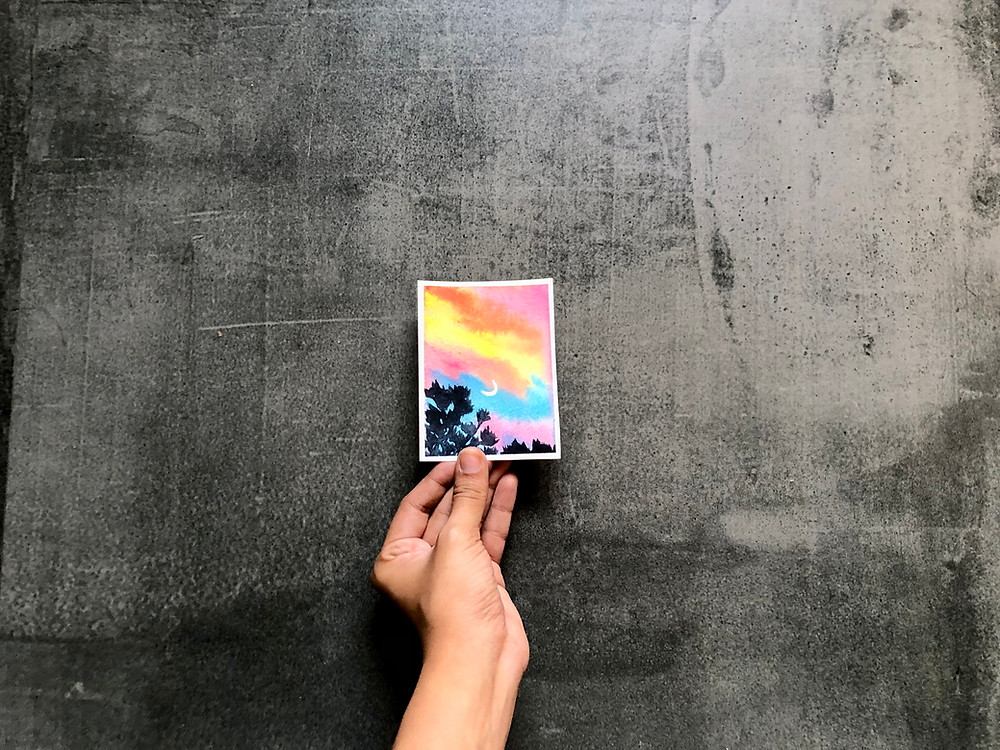 Watercolor candy sky painting day 13