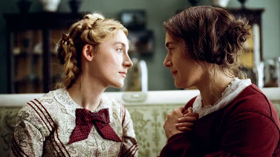 The changes in colour symbolism mark the stages of the affair between Mary and Charlotte in Ammonite (2020)