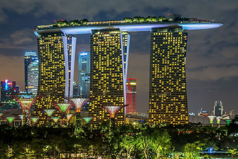 Marina Bay Sands đã tích hợp rất nhiều cây xanh trong công trình.