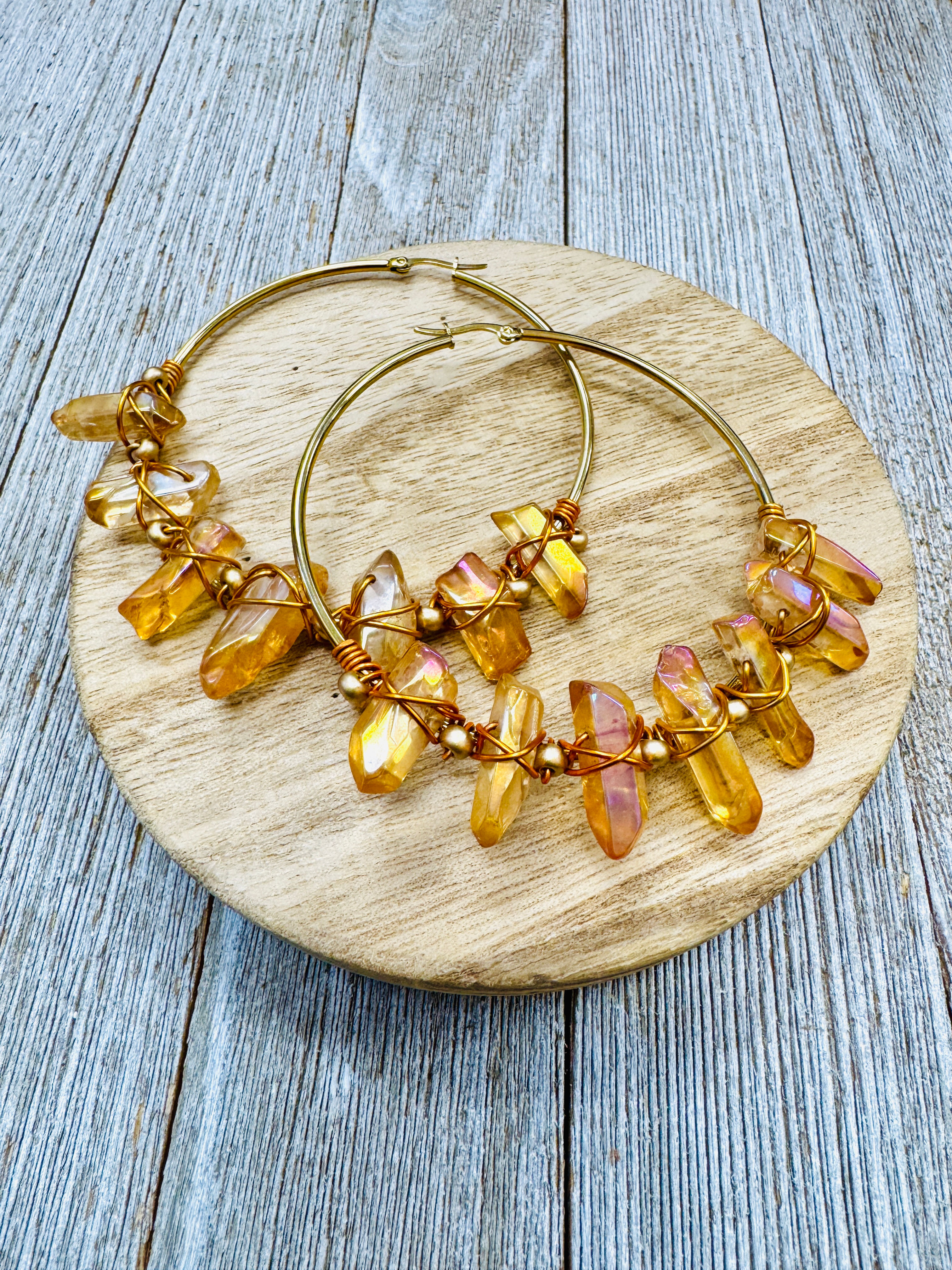 7 Points Crystal Hoops — Amber