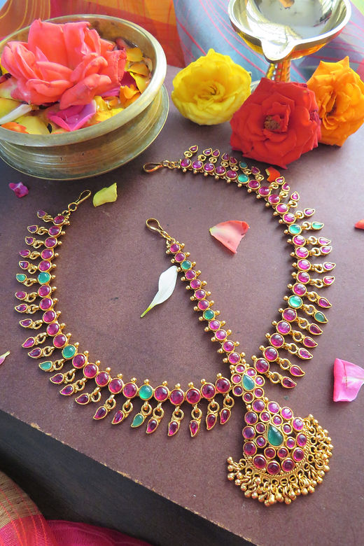 Grand Double Side Real Kemp Netti Chutti/Maang Tikka Colours  SowparnikaCollective