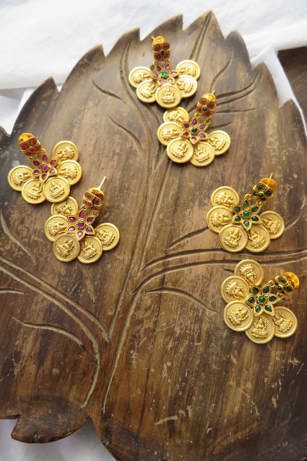 Thumbnail: Lightweight Coin Mahalakshmi Earrings - 3 Colours