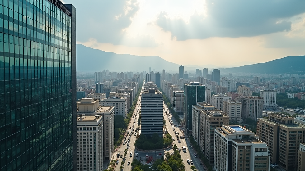High angle view of Batumi cityscape with legal offices