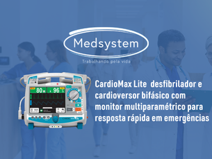 CardioMax Lite desfibrilador e cardioversor bifásico com monitor multiparamétrico para resposta rápida em emergências