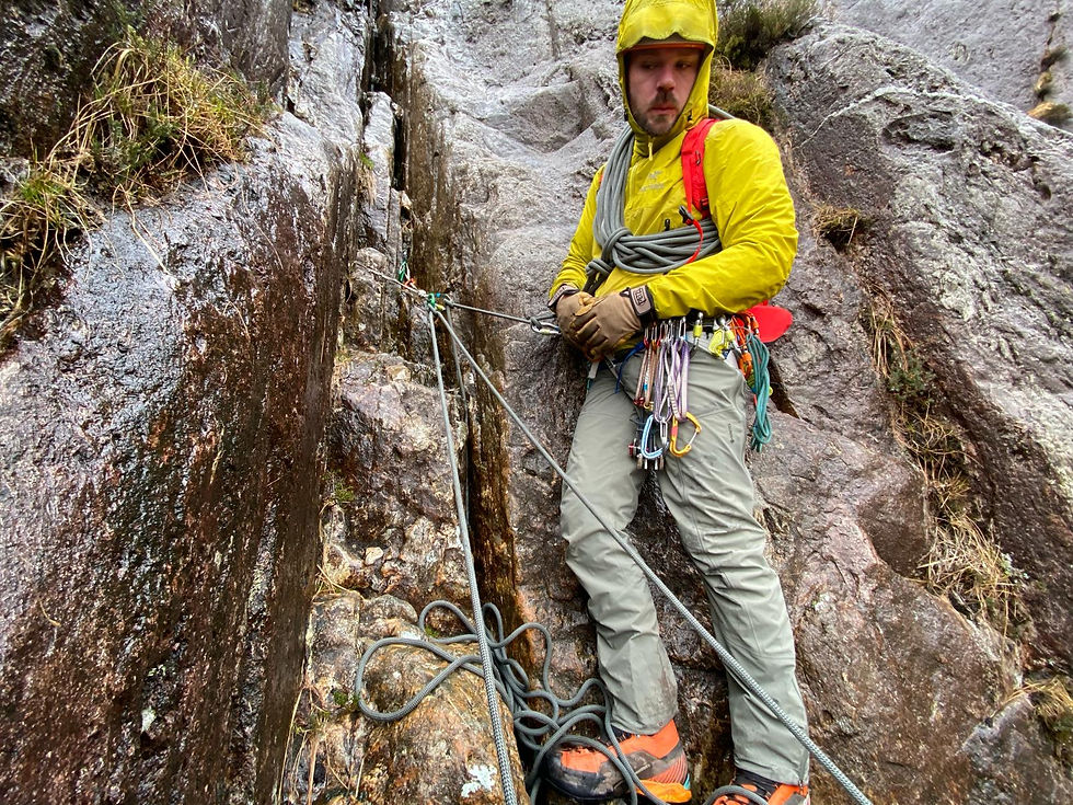 Scrambling in wet conditions in snowdonia